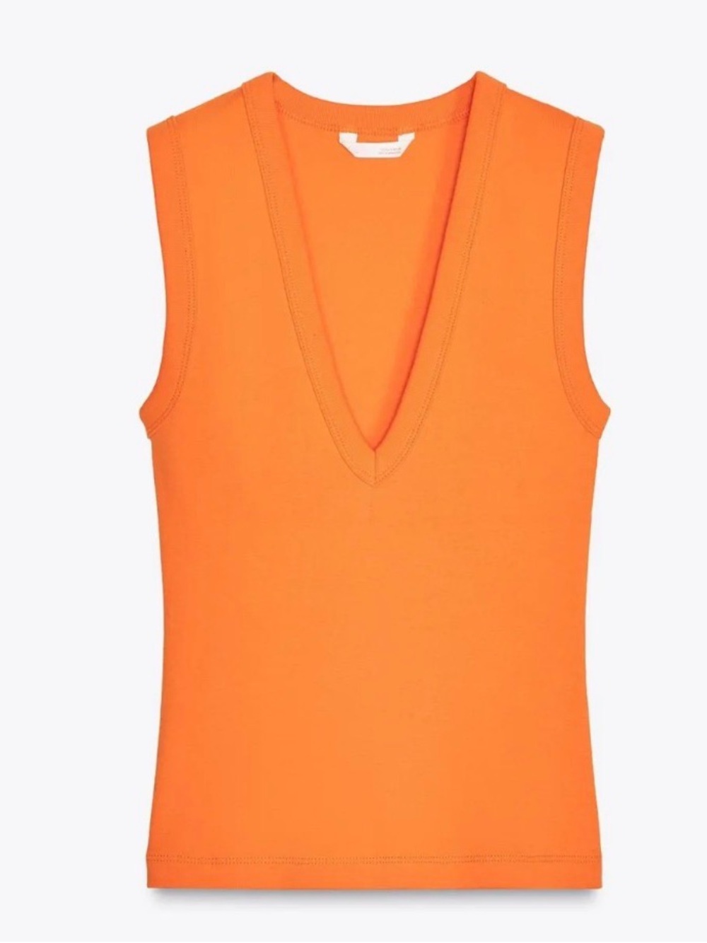 Zara Orange V-Neck Sleeveless Tank Top